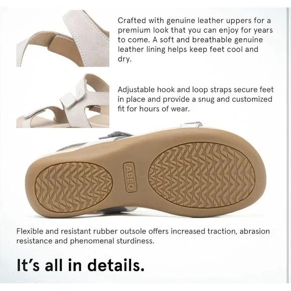 ABEO White Sandal Oasis Leather Womens 7 Medium Adjustable Straps New In Box - Picture 6 of 8
